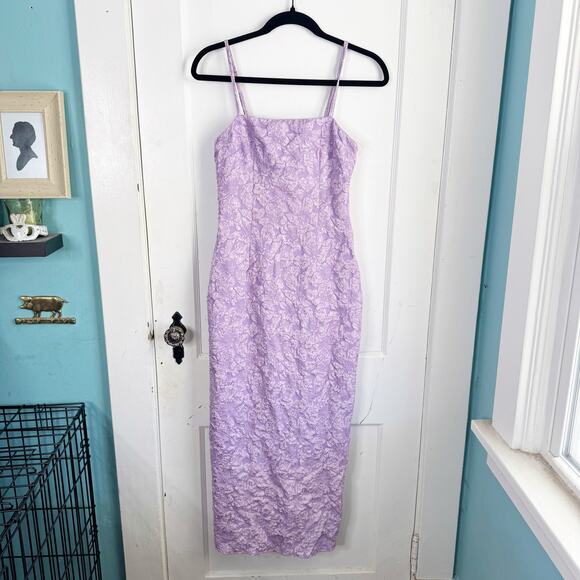 12th Tribe Ingrid Purple 3D Textured Floral Maxi Dress NEW Size Small S Flirty - Picture 2 of 15